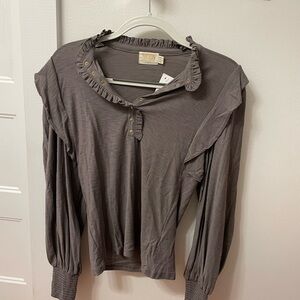 Nation LTD Charcoal Ruffled Blouse